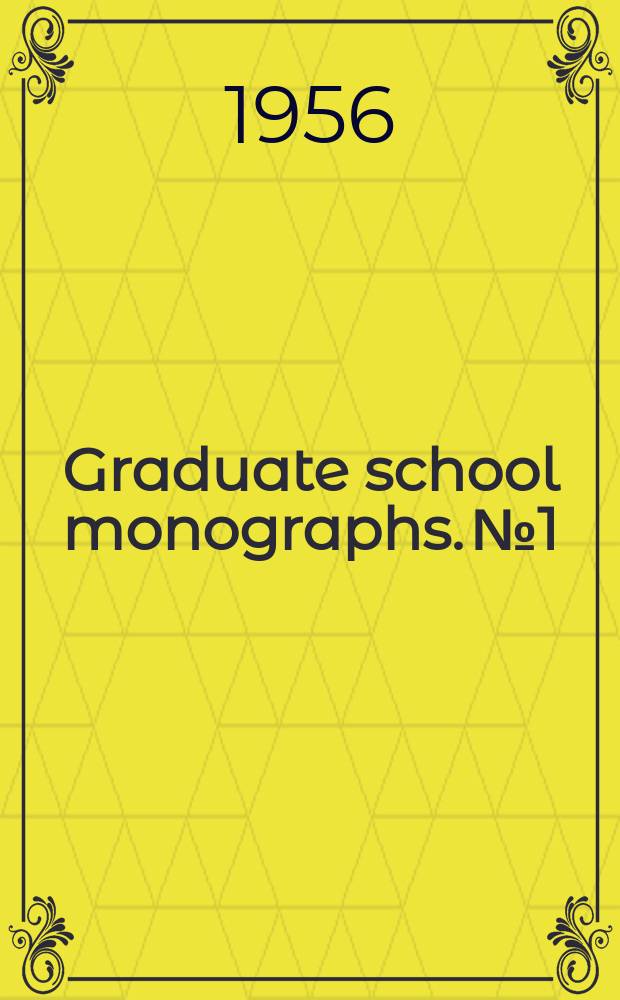 Graduate school monographs. №1 : On stones