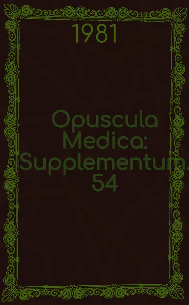 Opuscula Medica : Supplementum. 54 : Studies on the metabolic effects of ethanol...