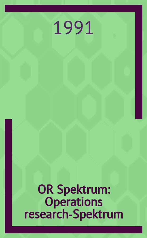 OR Spektrum : Operations research-Spektrum : Organ der Dt. Ges. für operations research