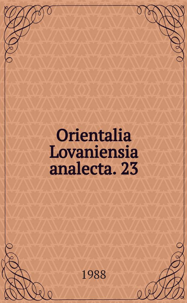 Orientalia Lovaniensia analecta. 23 : Society and economy in the Eastern Mediterranean