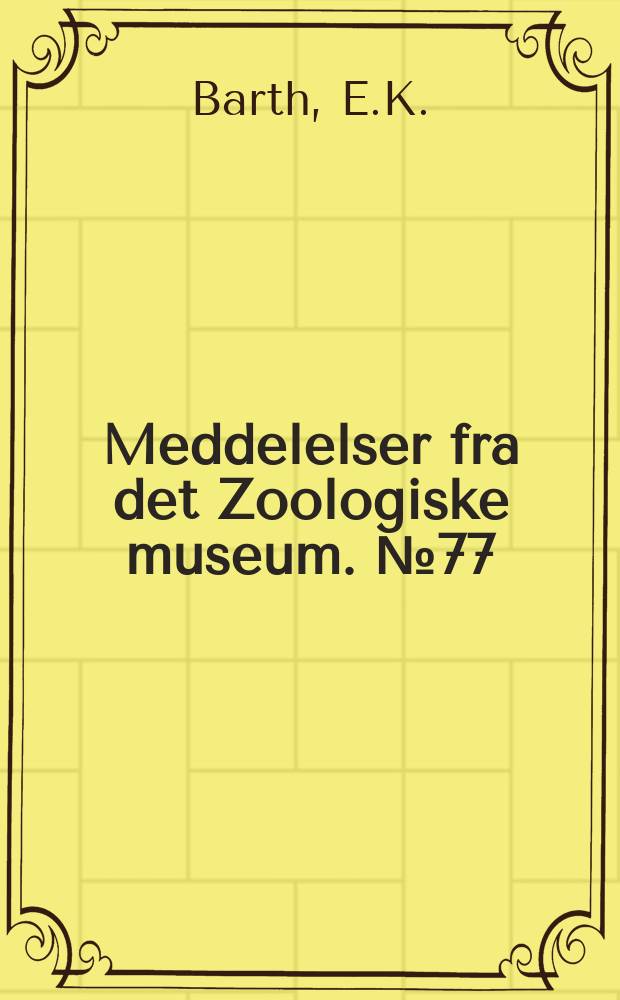 Meddelelser fra det Zoologiske museum. №77 : Notes on the Common Loggerhead Caretta caretta (L)