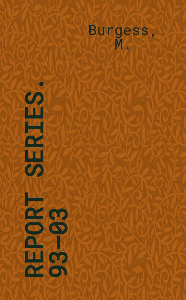 Report series. 93–03 : Is there a phase transition ...