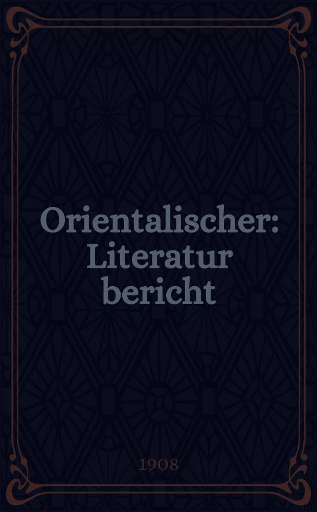 Orientalischer : Literatur bericht