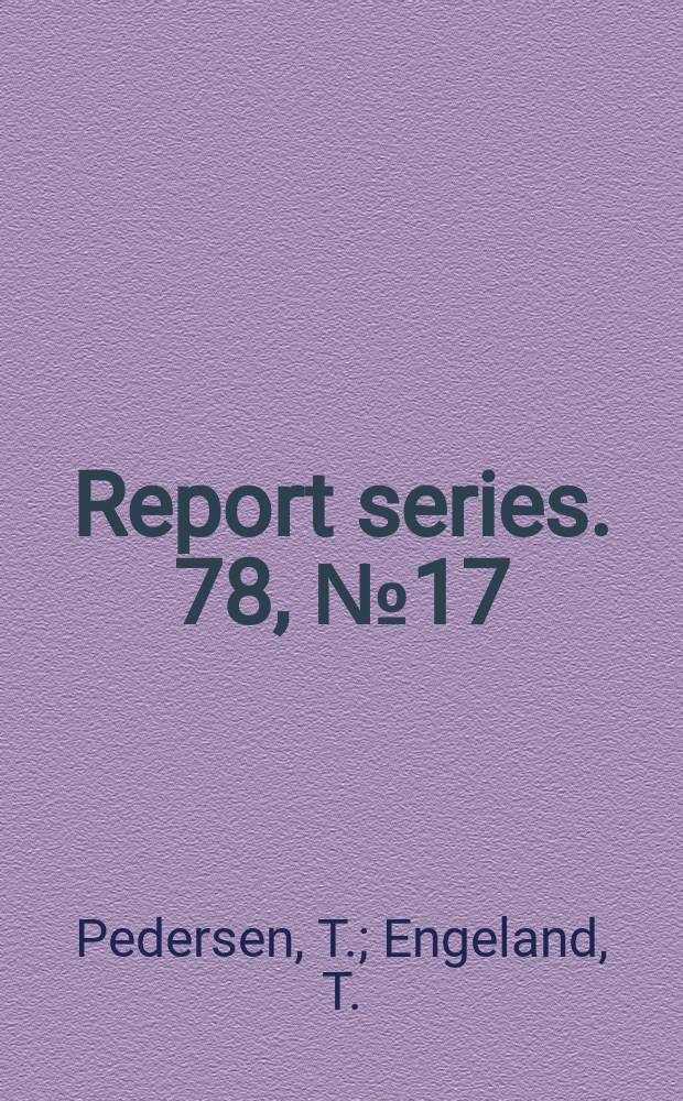 Report series. 78, №17 : A CCDW analysis of the ...
