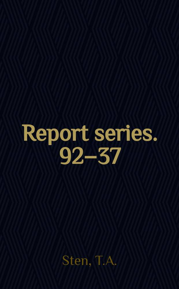 Report series. 92–37 : Electronic ground support equipment for the cluster ...