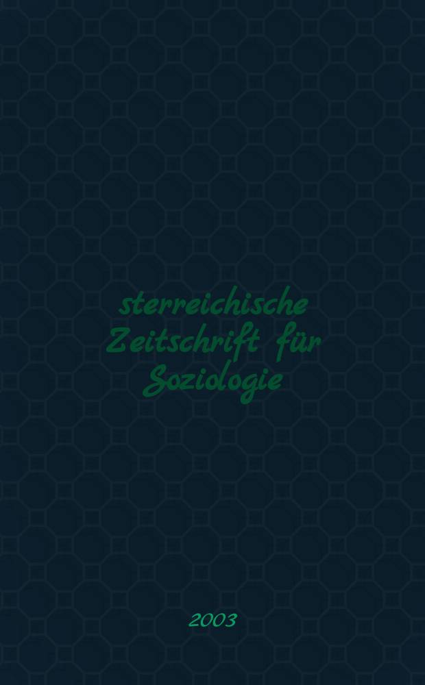 Österreichische Zeitschrift für Soziologie : ÖZS. Jg.28 2003, Указатель
