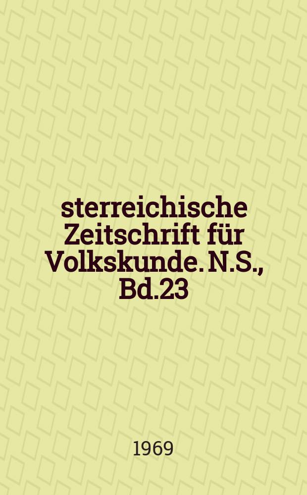Österreichische Zeitschrift für Volkskunde. N.S., Bd.23(72), Указатель