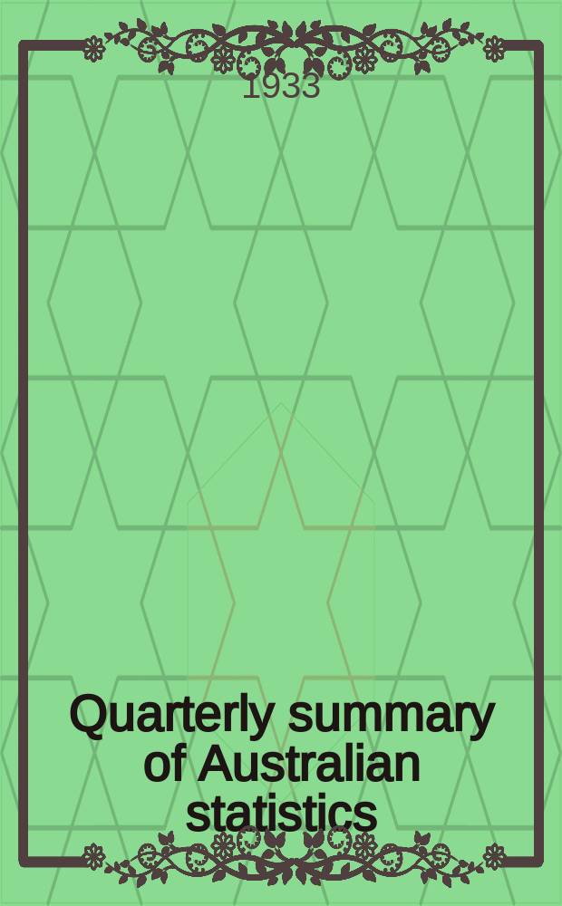 Quarterly summary of Australian statistics