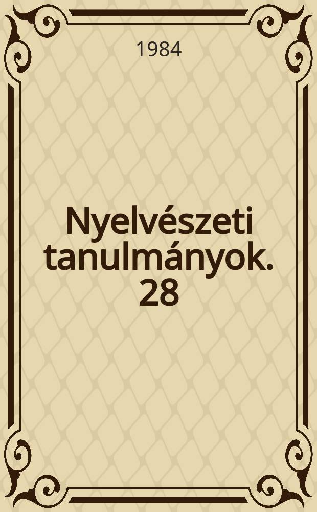 Nyelvészeti tanulmányok. 28 : Magyar madárnevek