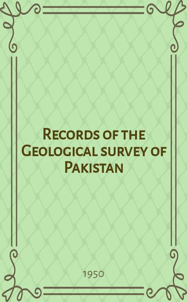 Records of the Geological survey of Pakistan