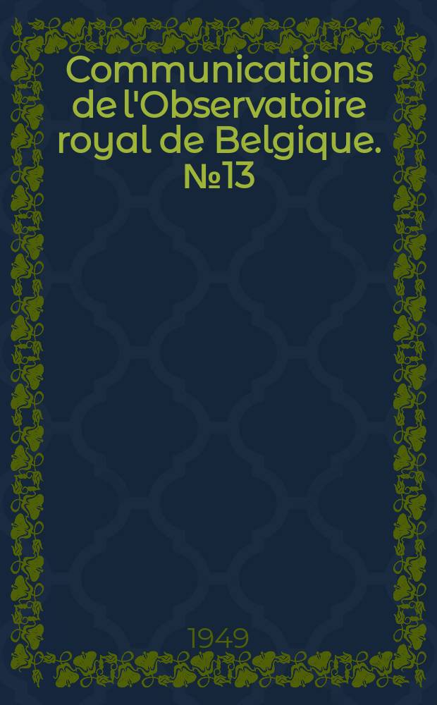 Communications de l'Observatoire royal de Belgique. №13 : Correction d'une erreur systématique affectant les densités stellaires dans l'éspace calculées par une méthode numérique