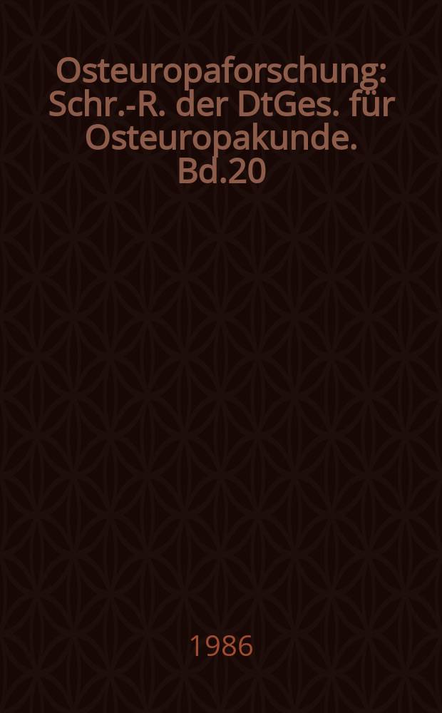 Osteuropaforschung : Schr.-R. der DtGes. für Osteuropakunde. Bd.20 : Der Geistliche und seine Gemeinde in Osteuropa