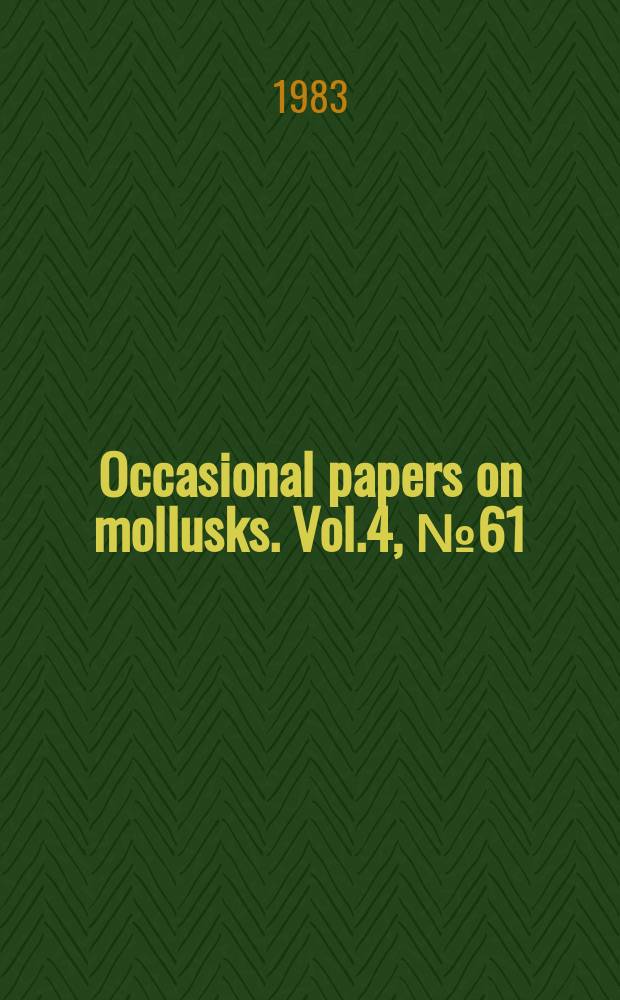 Occasional papers on mollusks. Vol.4, №61/62 : A new spiny mussel, Elliptio.... Margaritifera marrianae...