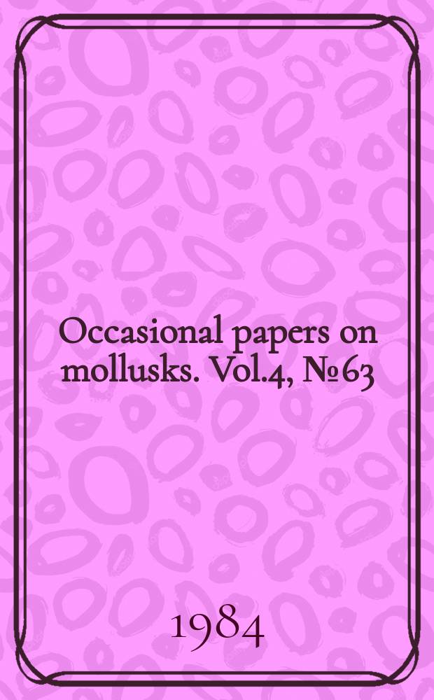 Occasional papers on mollusks. Vol.4, №63 : A new mussel, Lampsilis (Lampsilis)