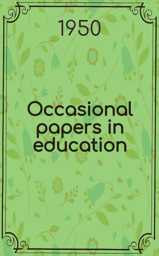 Occasional papers in education