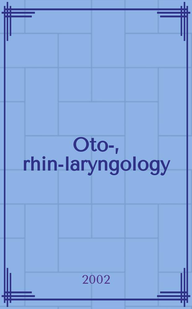 Oto-, rhino- laryngology : Section XI of Excerpta medica. Vol.77, №1
