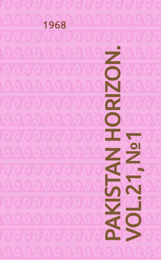 Pakistan horizon. Vol.21, №1 : (Iran)