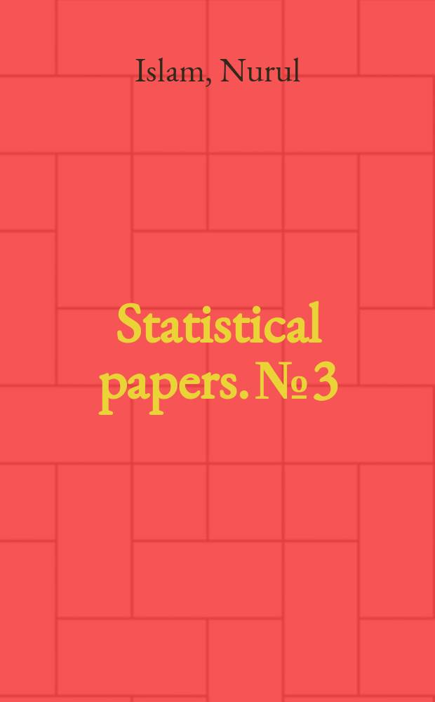 Statistical papers. №3 : Imports of Pakistan: growth and structure