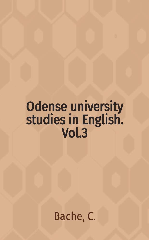 Odense university studies in English. Vol.3 : The order of premodifying adjectives...