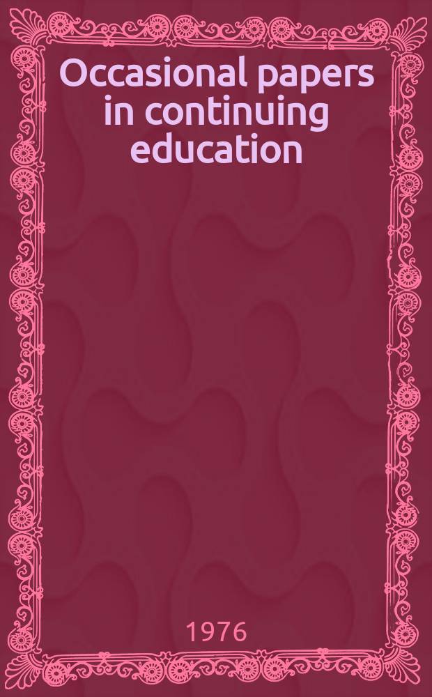 Occasional papers in continuing education