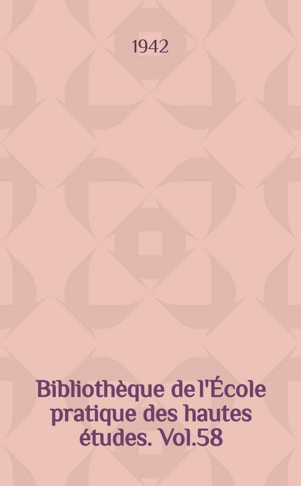 Bibliothèque de l'École pratique des hautes études. Vol.58 : Les finances du clergé de Hainaut