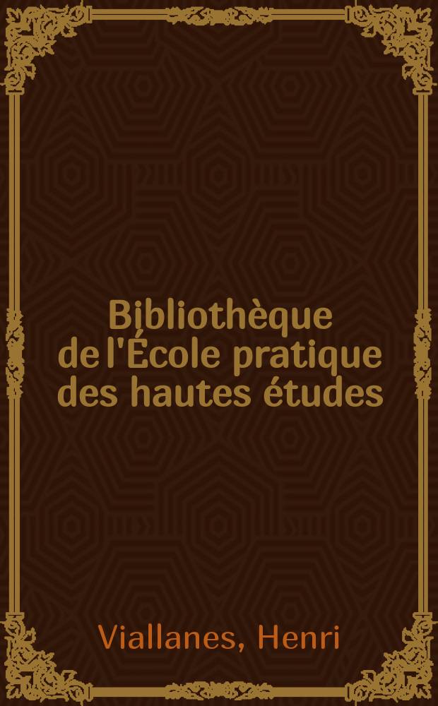 Bibliothèque de l'École pratique des hautes études : Publ. sous les auspices du Ministère de l'instruction publique. T.32, Art. № 2 : Sur la structure de squelette branchial de la Sabelle