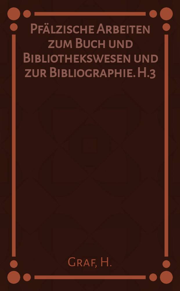 Pfälzische Arbeiten zum Buch und Bibliothekswesen und zur Bibliographie. H.3 : Bibliographie zum Problem der Proportionen