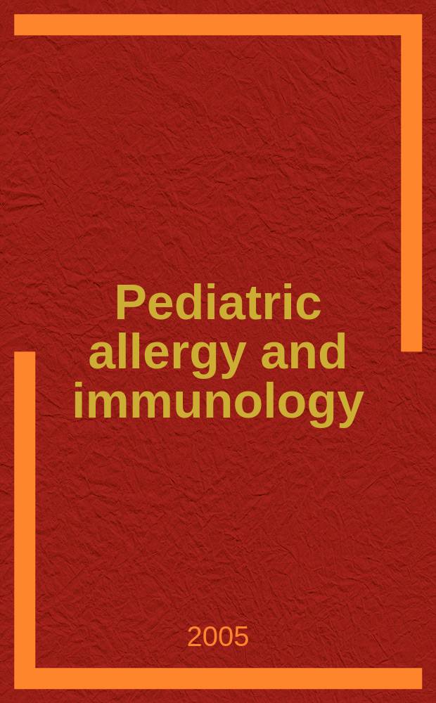 Pediatric allergy and immunology : Official publ. of the European society of pediatric allergy and immunology. Vol.16, №3