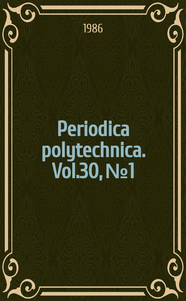 Periodica polytechnica. Vol.30, №1/2 : (Geodesy)