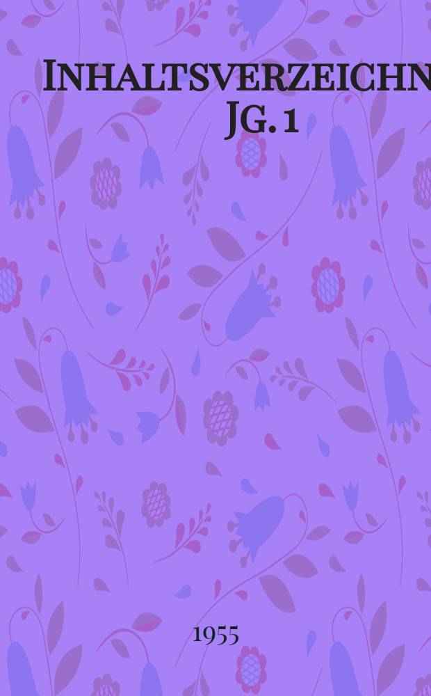 Inhaltsverzeichnis. Jg. 1/4 1951/1954