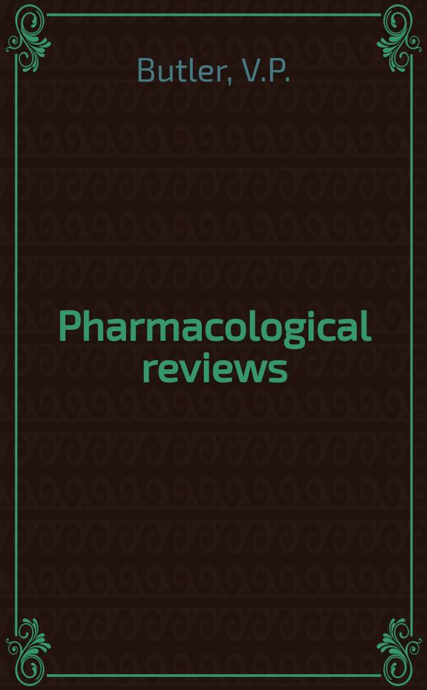 Pharmacological reviews : Appearing as part 2 of the December ... issue of the Journal of pharmacology and experimental therapeutics. Vol.29, №2 : The role of the adrenergic innervation of the oviduct in the regulation of .... The immunological assay