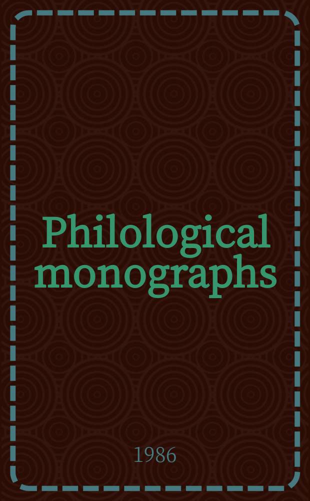 Philological monographs : Publ. by the ... American philological association. №23 : Form and thought