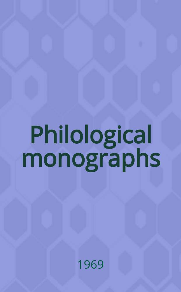 Philological monographs : Publ. by the ... American philological association. №28 : A bibliography of Pindar