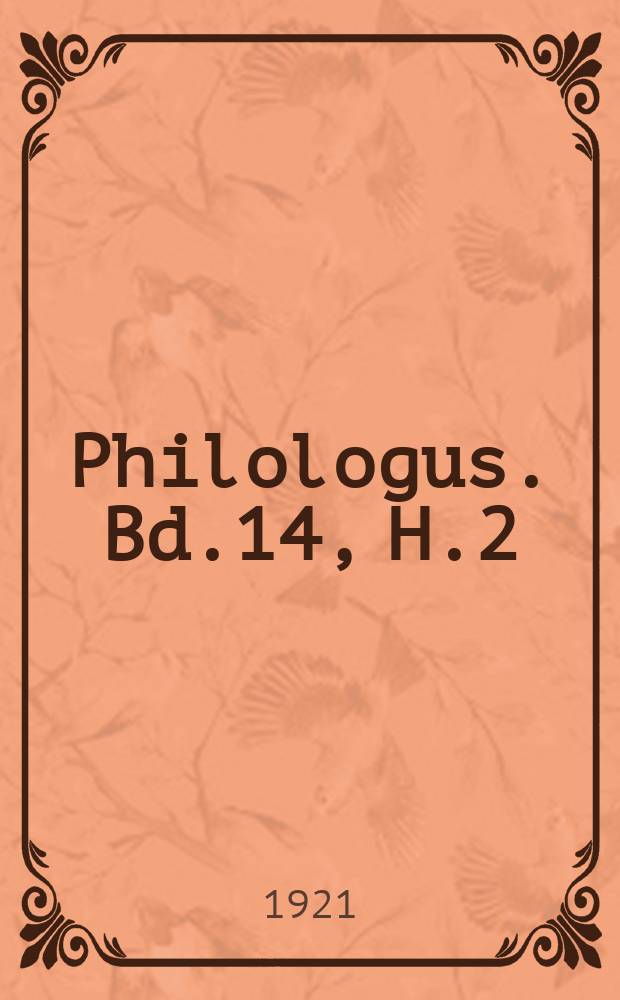 Philologus. Bd.14, H.2 : Die Bedeutung des Wassers im Kult und Leben der Alten
