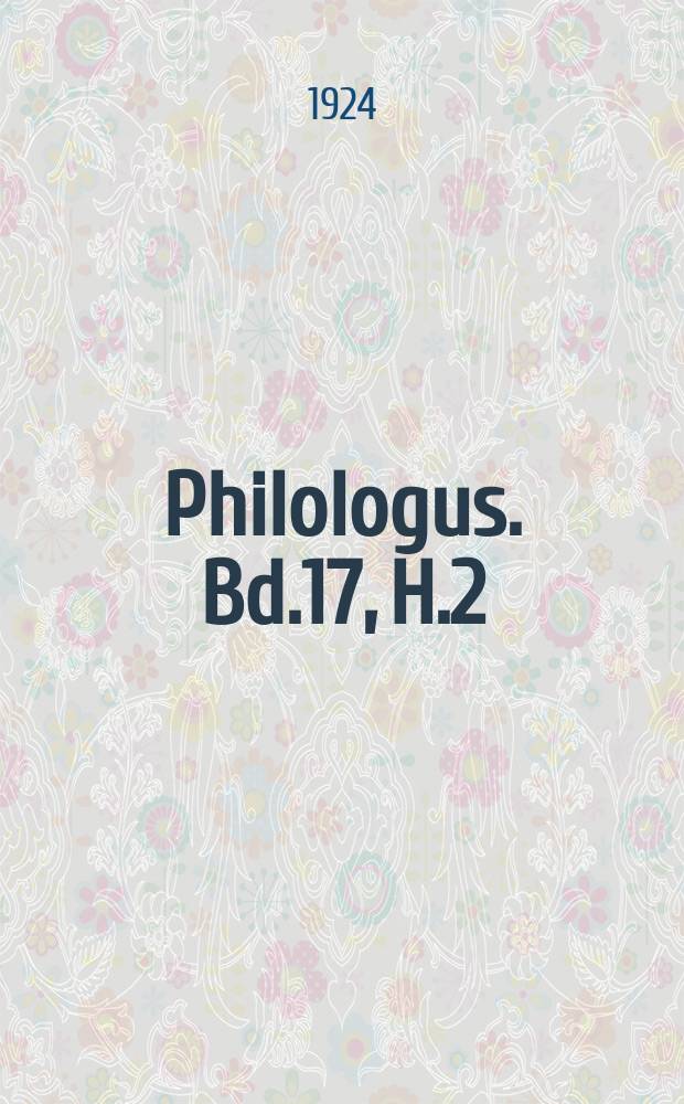 Philologus. Bd.17, H.2 : Griechische Singverse