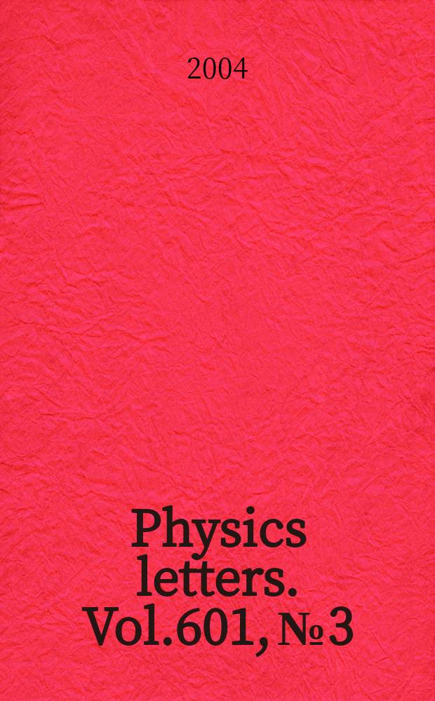 Physics letters. Vol.601, №3/4