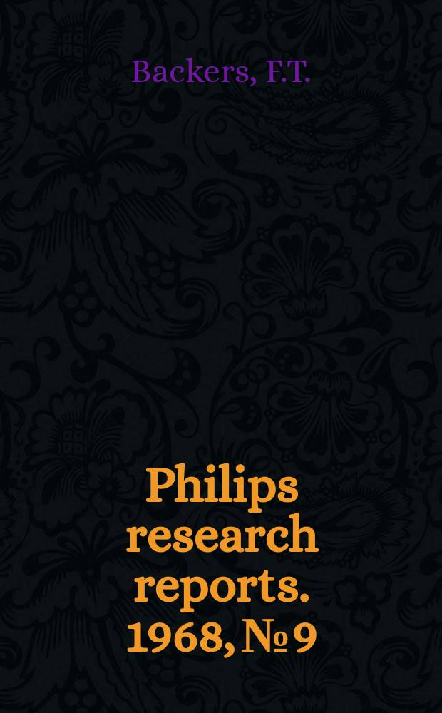 Philips research reports. 1968, №9 : Ultrasonic delay lines for the PAL colour - television system