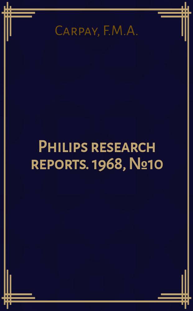 Philips research reports. 1968, №10 : Vanadium chalcogenides and the nickel - arseride structure