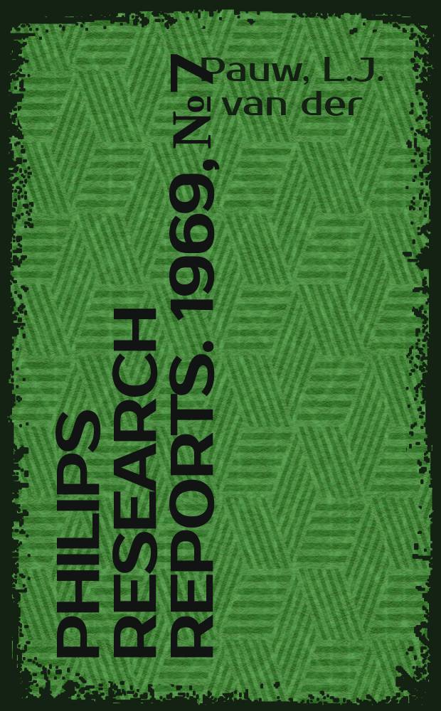 Philips research reports. 1969, №7 : Fourpole properties of electroacoustic delay lines with conventional and unconventional transducers