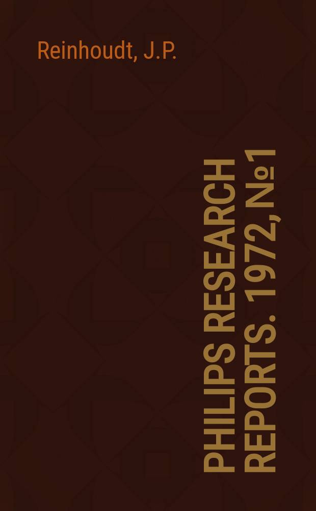 Philips research reports. 1972, №1 : On the stability of rotor-and-bearing ...