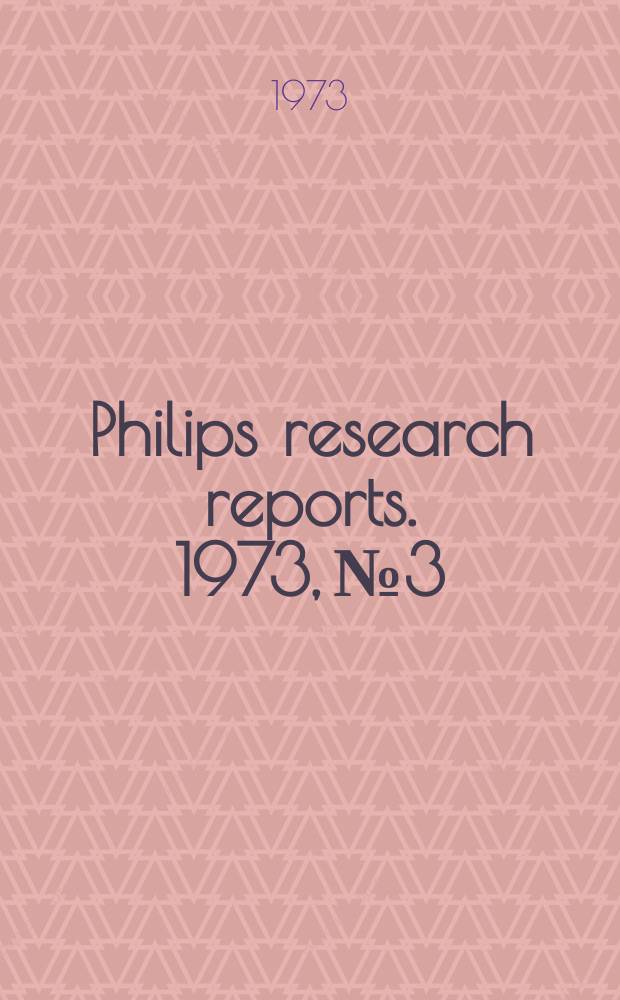 Philips research reports. 1973, №3 : On the instability of a translating gas
