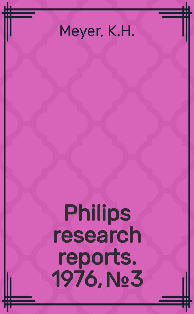 Philips research reports. 1976, №3 : Über den Einfluss von Obewellen