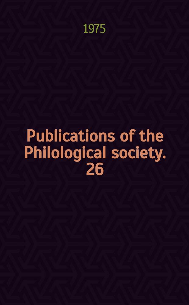 Publications of the Philological society. 26 : A transformational grammar of spoken...