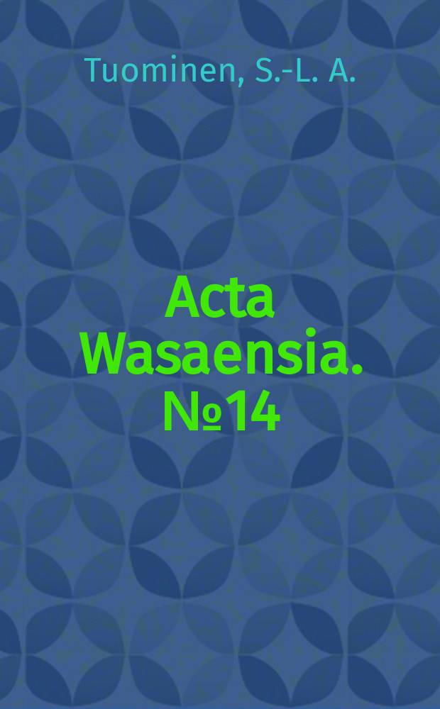 Acta Wasaensia. №14 : La cohésion iconique du poème
