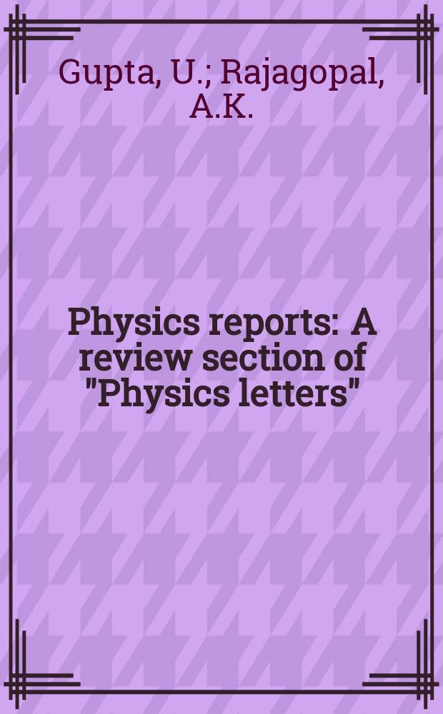 Physics reports : A review section of "Physics letters" (Sect. C). Vol.87, №6 : Density functional formalism at finite ...