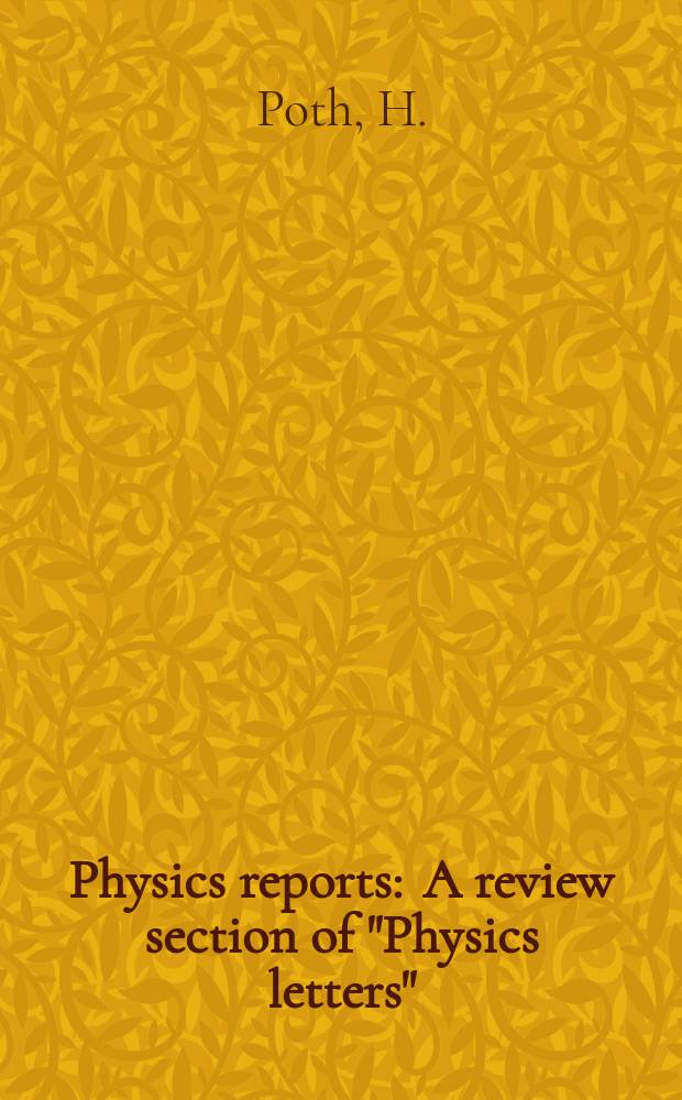 Physics reports : A review section of "Physics letters" (Sect. C). Vol.196, №3/4 : Electron cooling theory, experiment, application