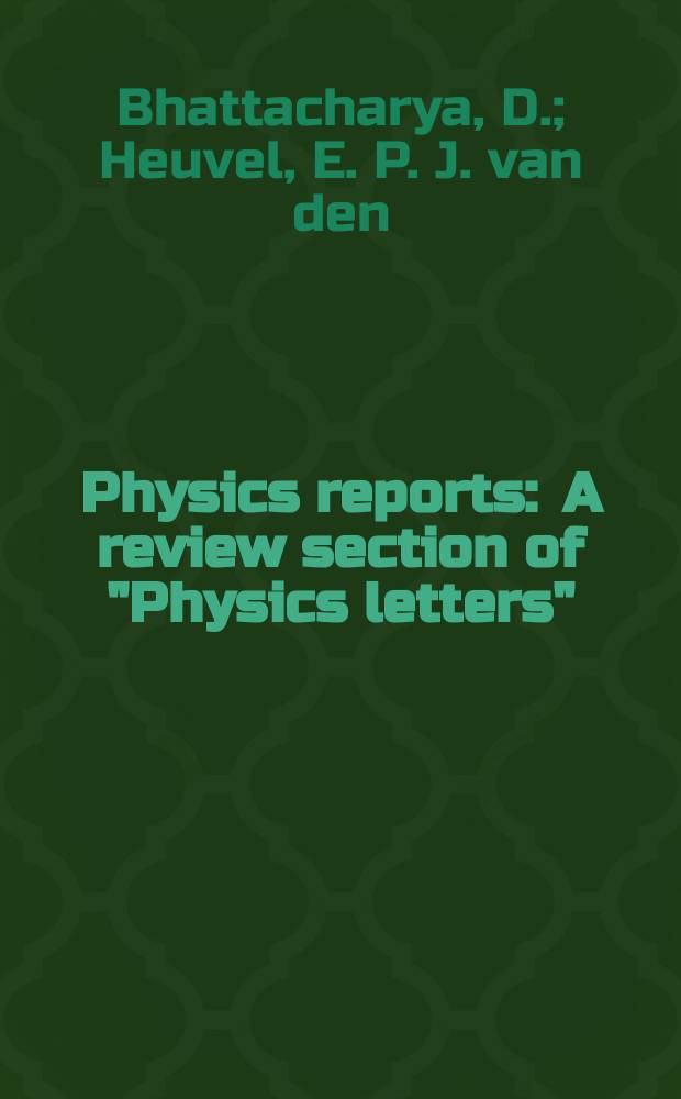Physics reports : A review section of "Physics letters" (Sect. C). Vol.203, №1/2 : Formation ...