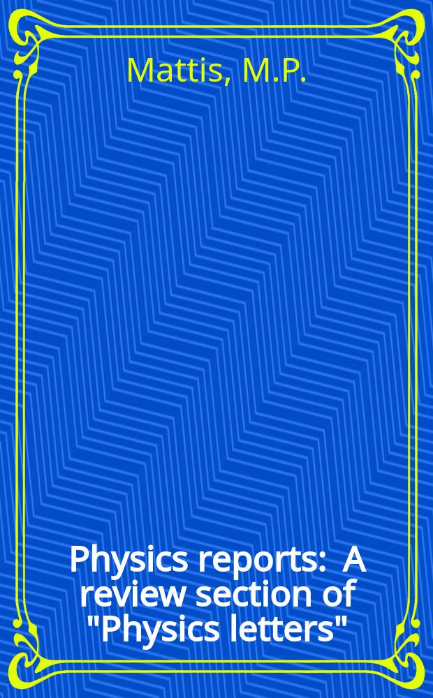 Physics reports : A review section of "Physics letters" (Sect. C). Vol.214, №3 : The riddle of high-energy baryon number ...