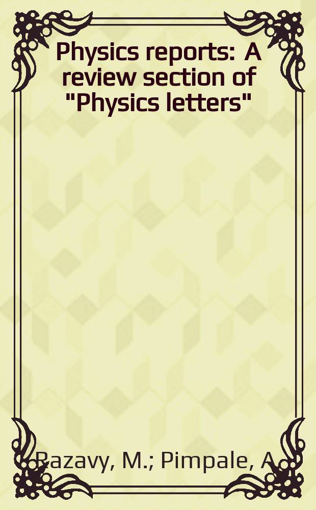 Physics reports : A review section of "Physics letters" (Sect. C). Vol.168, №6 : Quantum tunneling