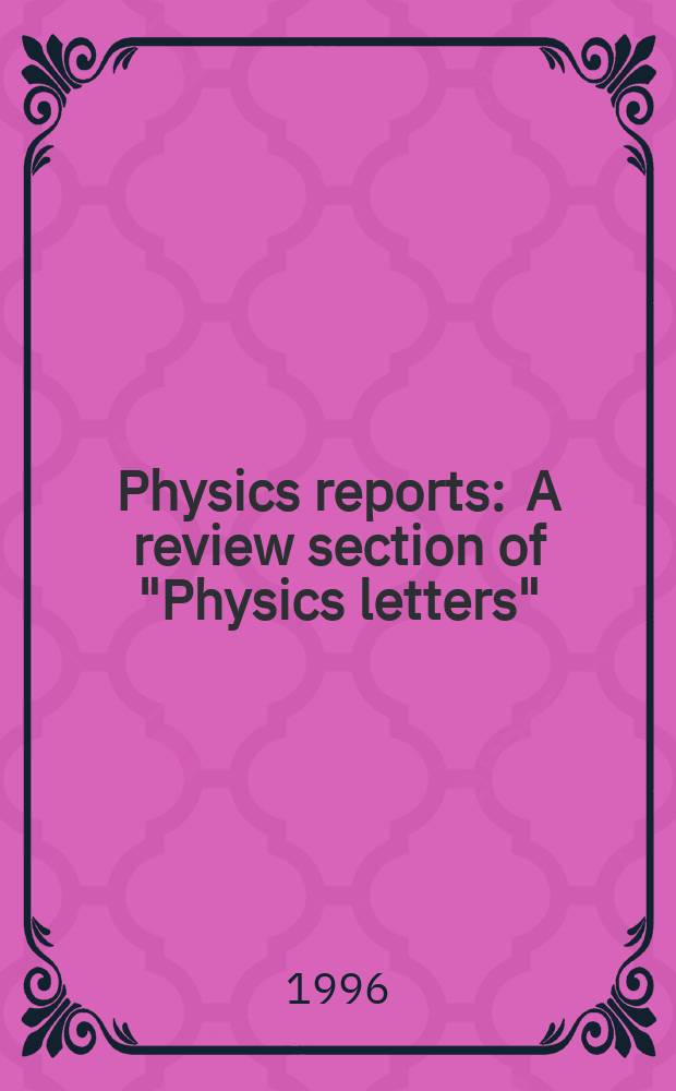 Physics reports : A review section of "Physics letters" (Sect. C). Vol.271, №5/6 : Spectral statistics for 1-D disordered systems